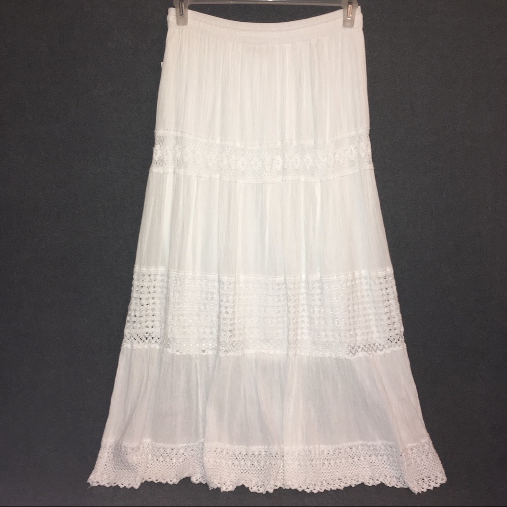 White Lace Broomstick Skirt (S but fits like M)